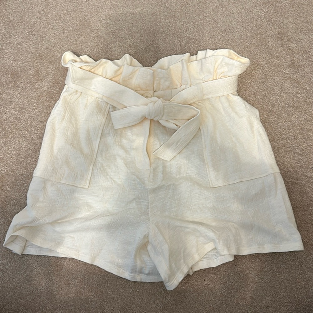Cream Richer Poorer Tie Front Shorts